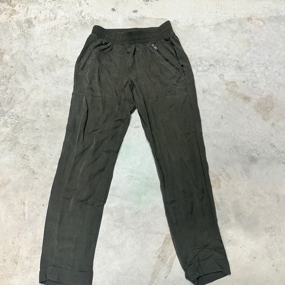 Juicy‎ Couture Olive Green Lyocell Jogger Pants Zip Pockets Women's Size S